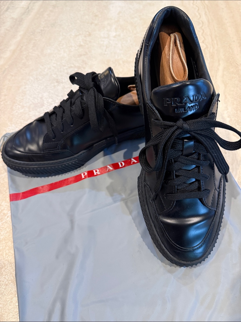 Prada Men's Brushed Spazzolato Leather Stratus Sneakers
